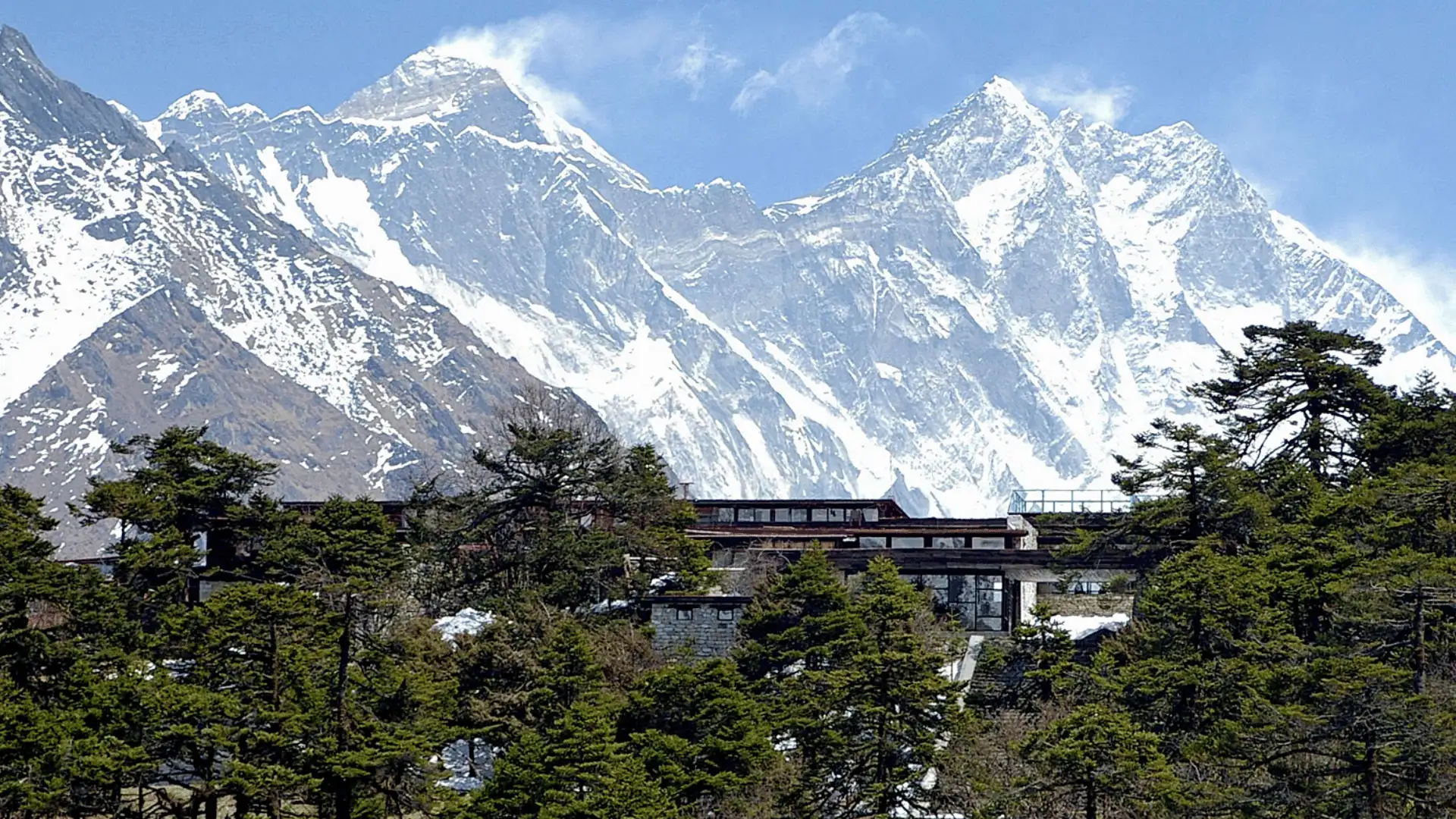 Hotel Everest View helicopter landing above the Khumbu
