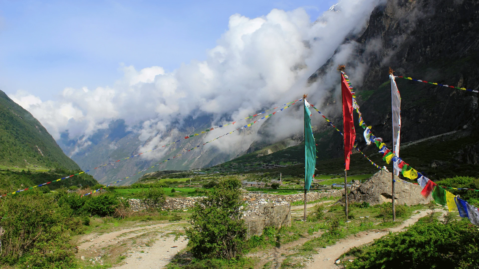 Monastery gompa landing on a Nepal helicopter tour