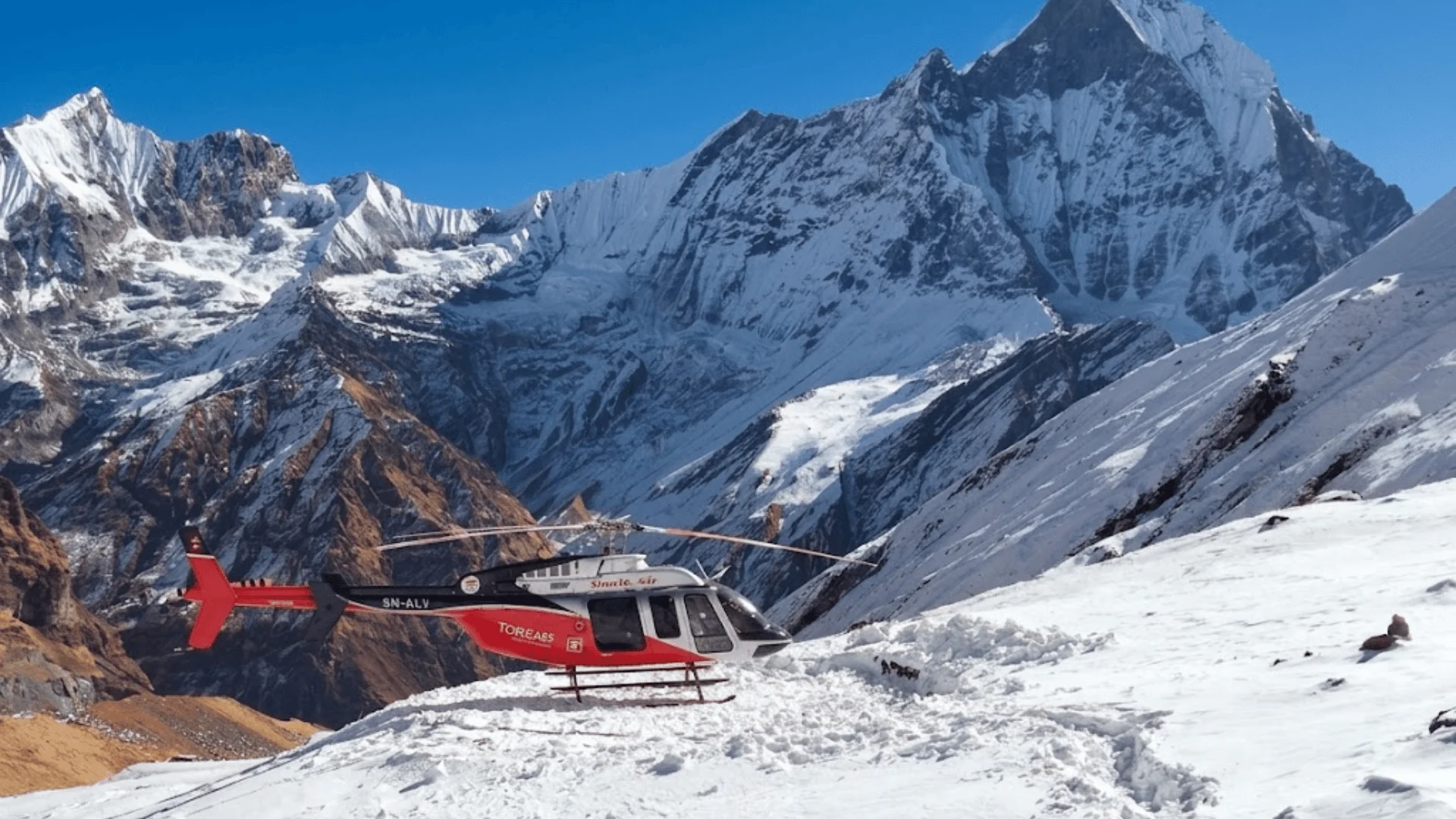Helicopter Landing at Mountain