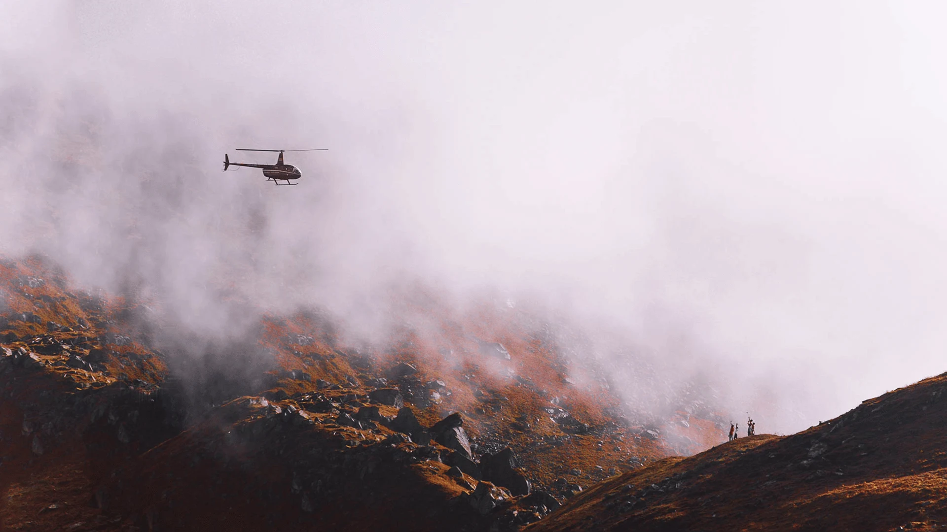 Preparing for a high-altitude helicopter flight in Nepal