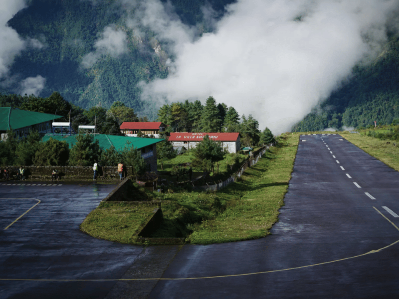 Clear-weather helicopter view over the Annapurna region