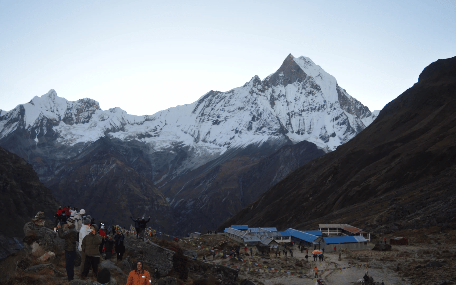 Clear-weather helicopter view over the Annapurna region
