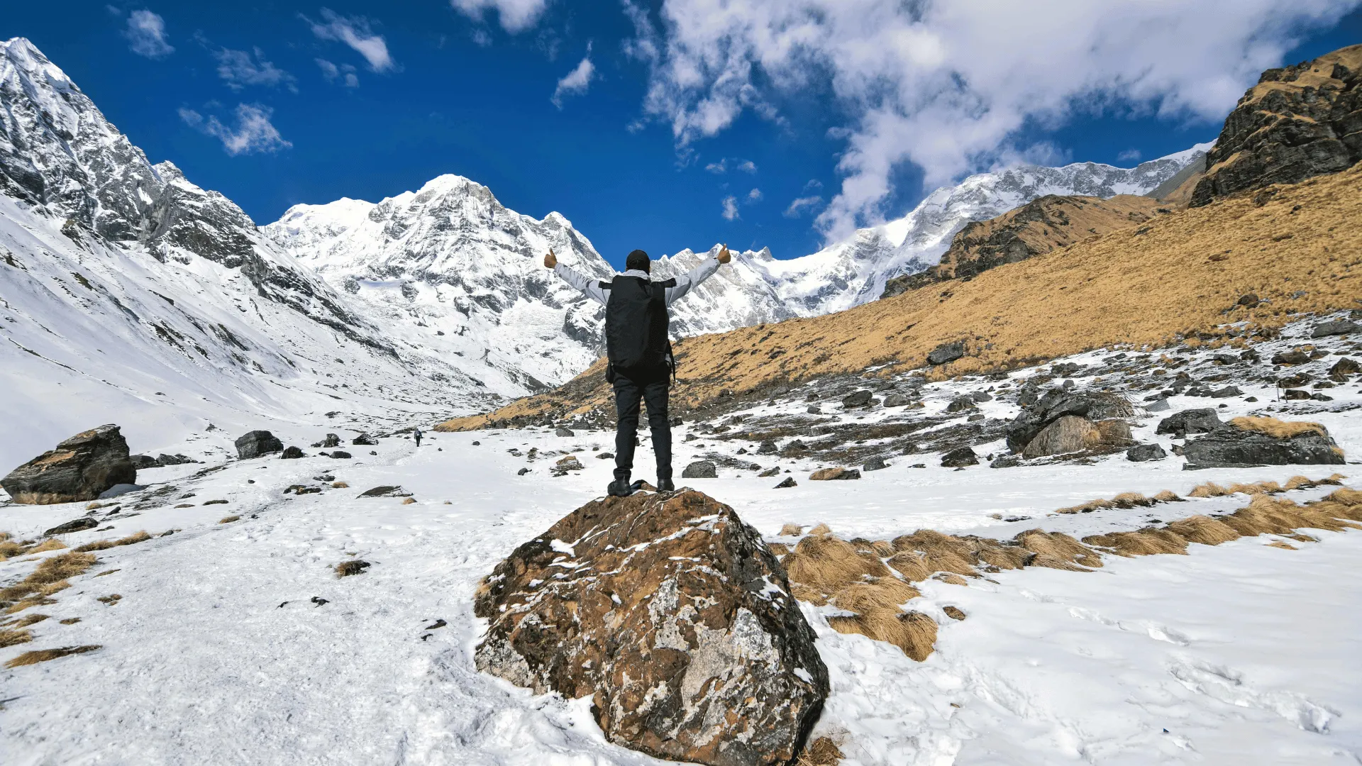 Heli trekking trek up and fly down in the Nepal Himalaya